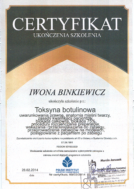 Certyfikat-ukończenia-szkolenia-Toksyna-botulinowa